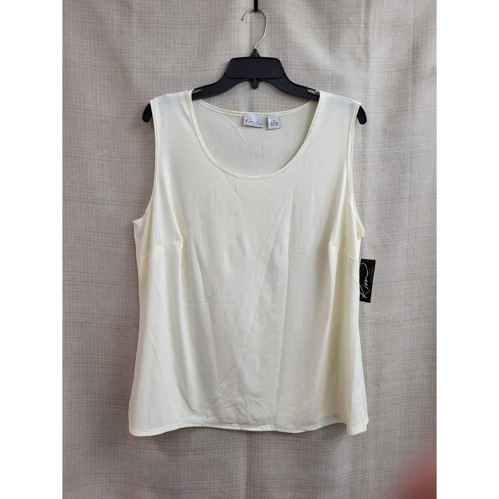 Kim Rogers Ivory Sleeveless Jewel Neck Tank Top Size 2X NWT Casual Dressy